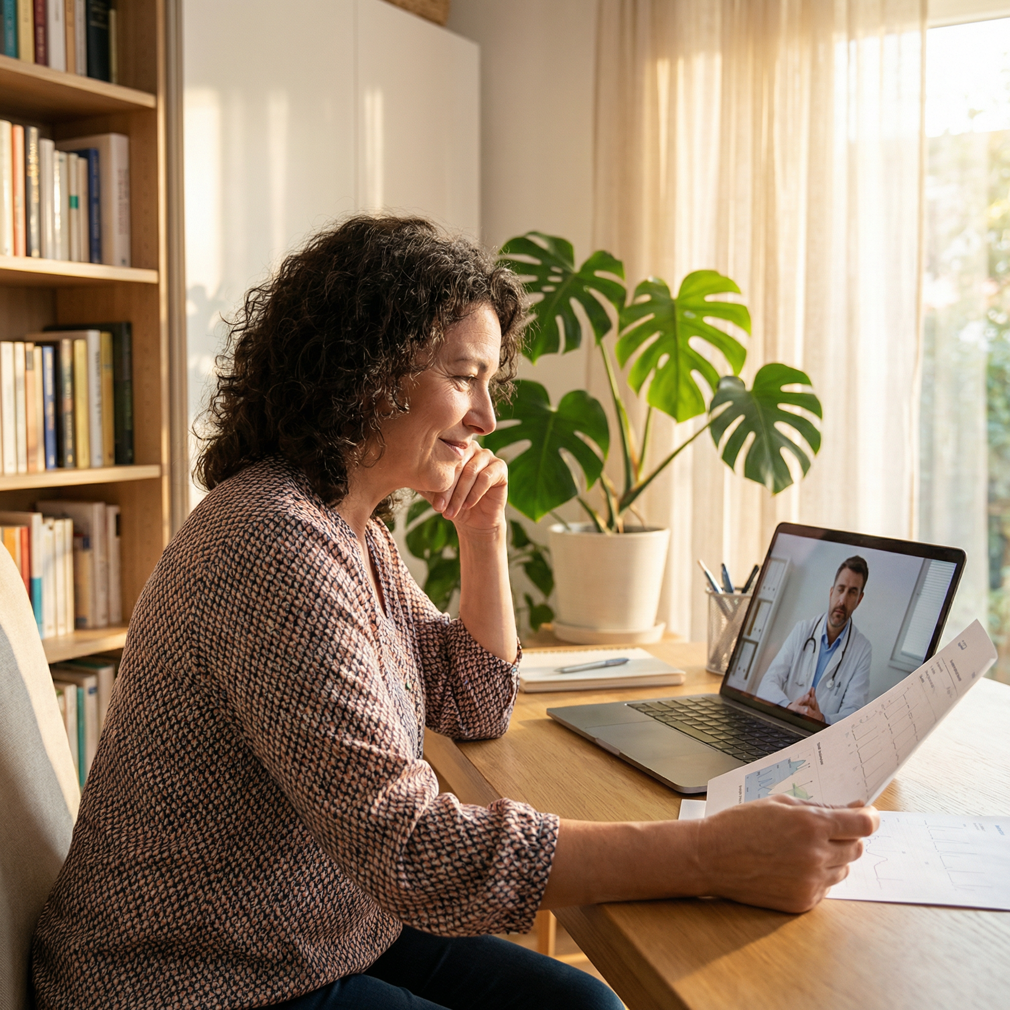 Patient on a video call with a doctor from home
